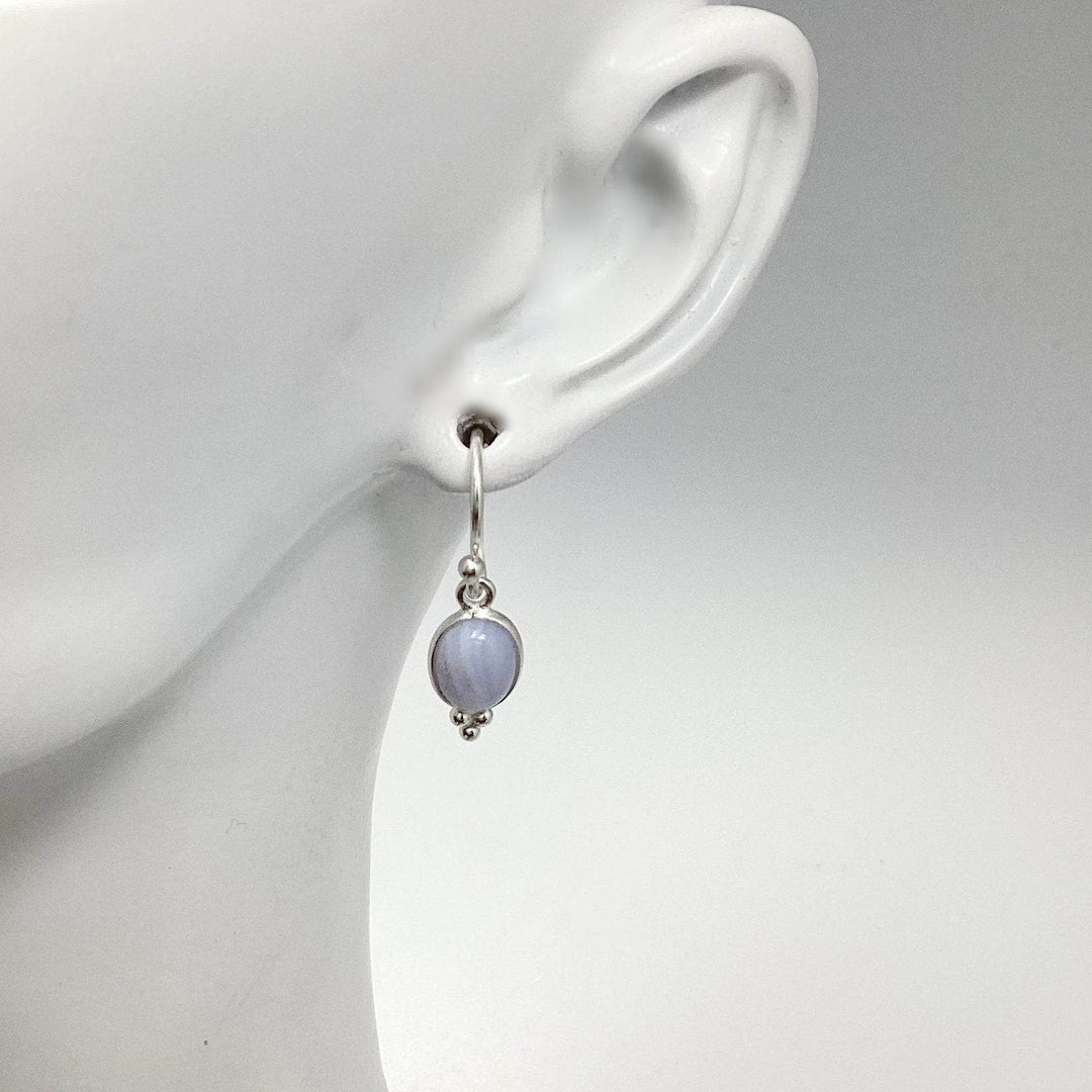 Blue Lace Agate Dangle Earrings-Rocks and Gems Canada