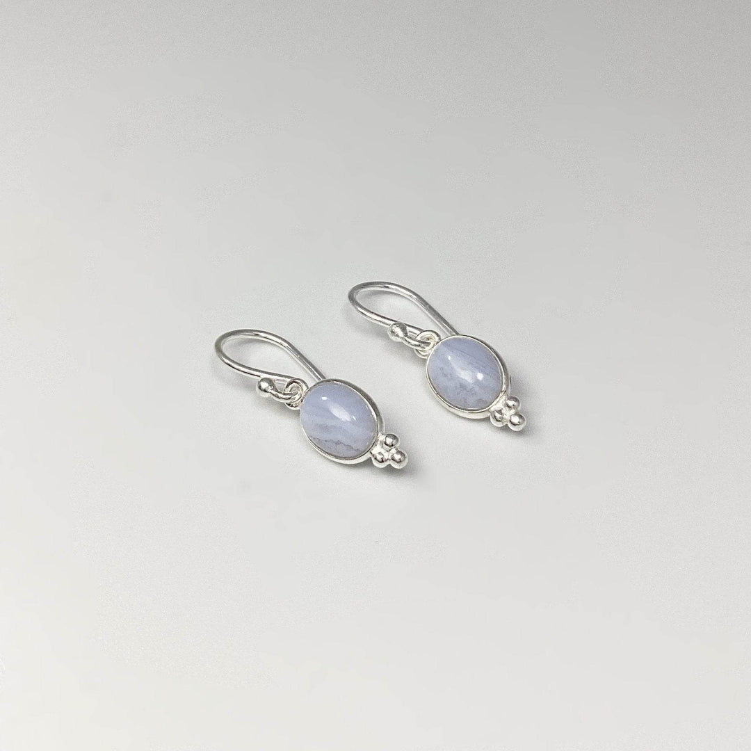Blue Lace Agate Dangle Earrings-Rocks and Gems Canada