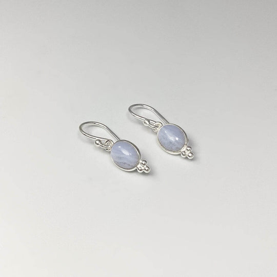 Blue Lace Agate Dangle Earrings-Rocks and Gems Canada