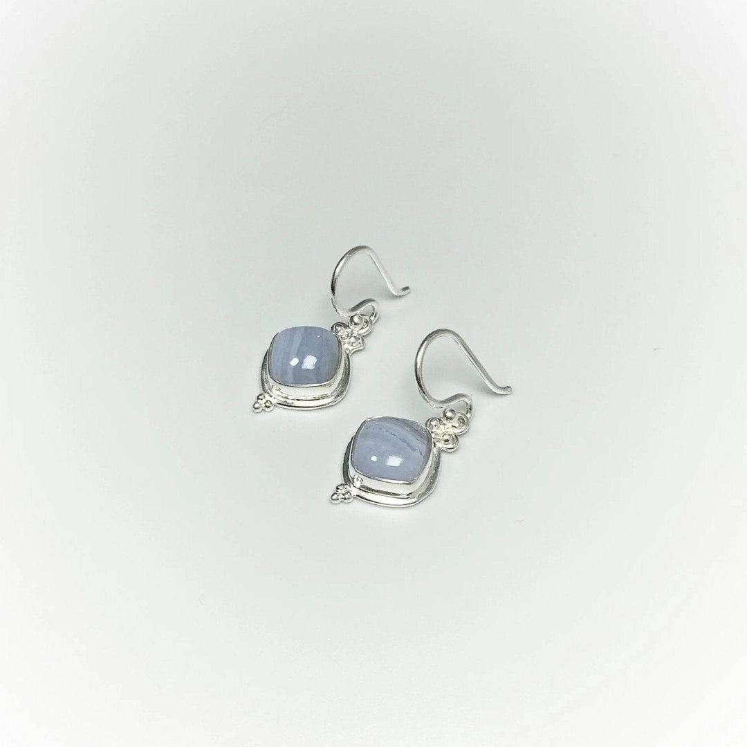 Blue Lace Agate Dangle Earrings-Rocks and Gems Canada