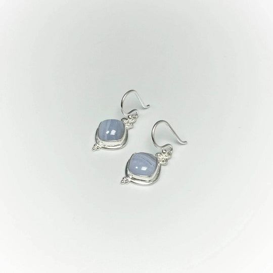 Blue Lace Agate Dangle Earrings-Rocks and Gems Canada