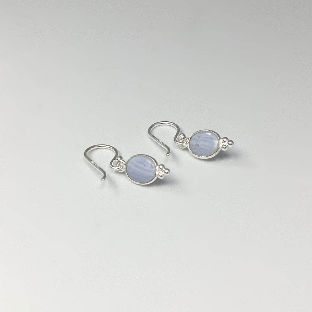 Blue Lace Agate Dangle Earrings-Rocks and Gems Canada