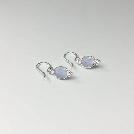 Blue Lace Agate Dangle Earrings-Rocks and Gems Canada