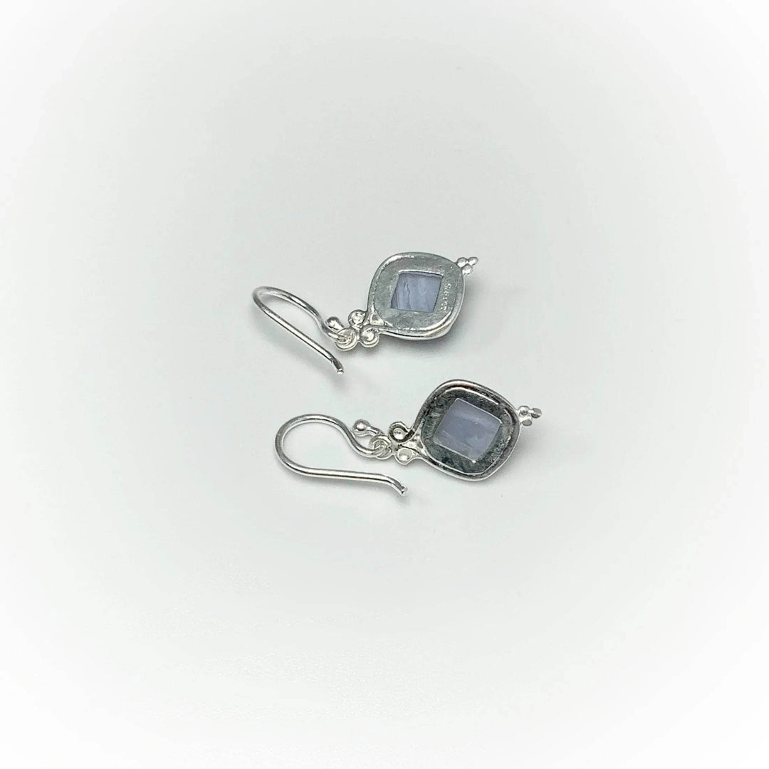 Blue Lace Agate Dangle Earrings-Rocks and Gems Canada