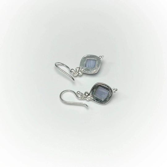 Blue Lace Agate Dangle Earrings-Rocks and Gems Canada