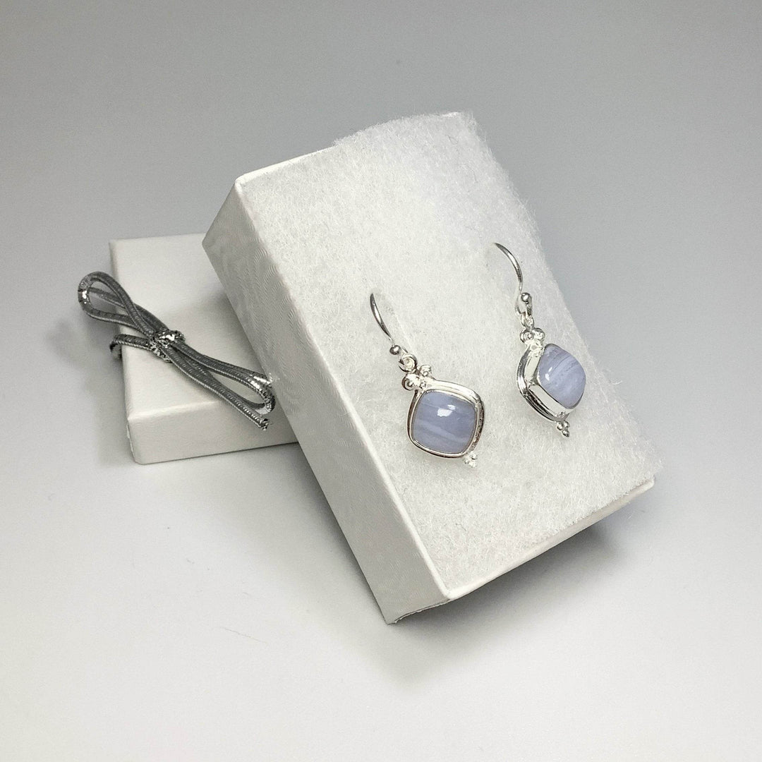 Blue Lace Agate Dangle Earrings-Rocks and Gems Canada