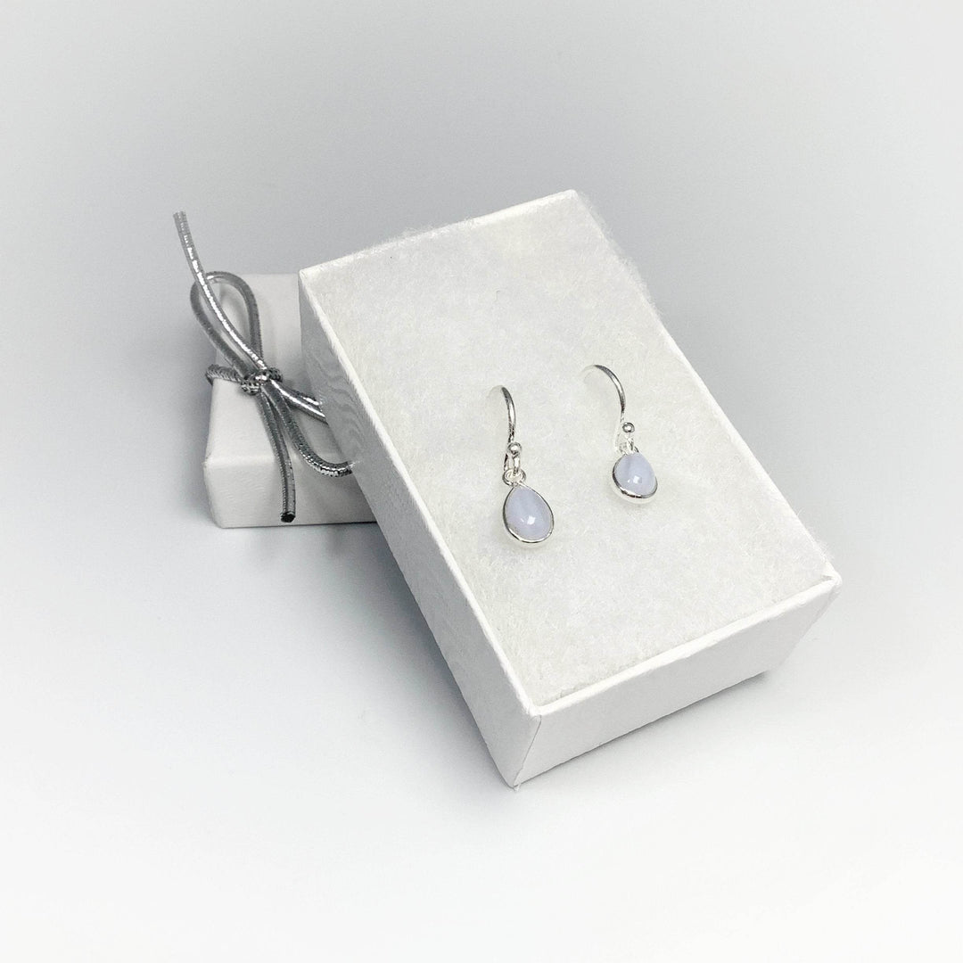 Blue Lace Agate Dangle Earrings-Rocks and Gems Canada