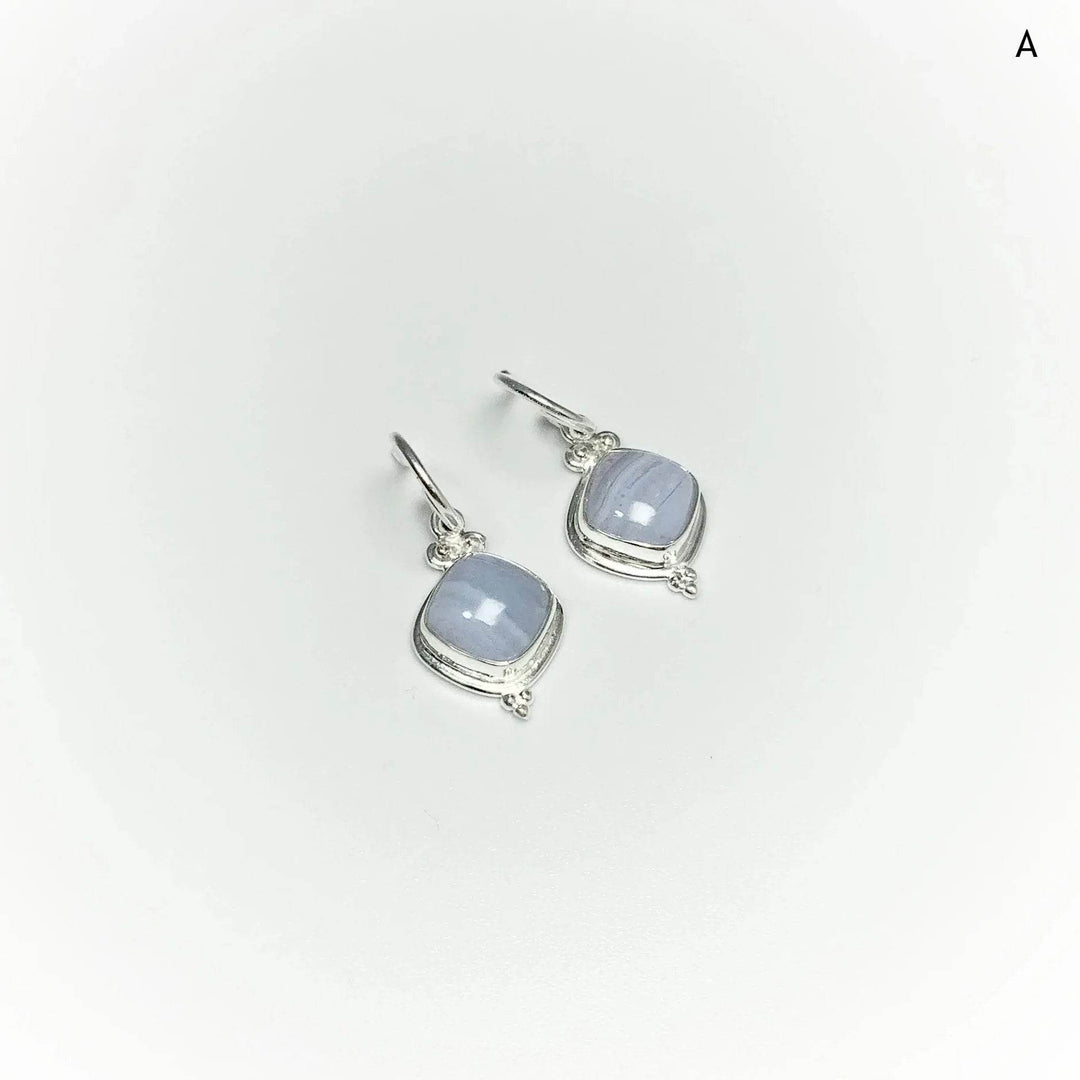Blue Lace Agate Dangle Earrings-Rocks and Gems Canada