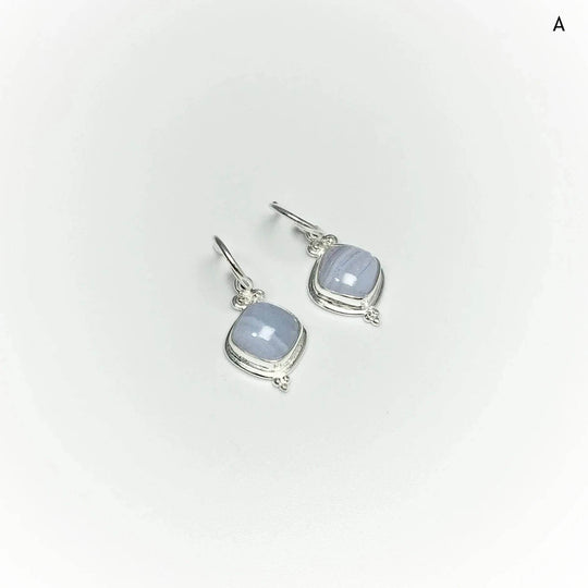 Blue Lace Agate Dangle Earrings-Rocks and Gems Canada