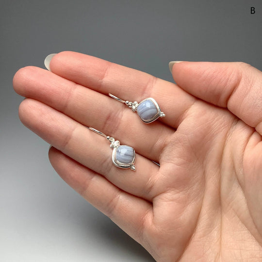 Blue Lace Agate Dangle Earrings-Rocks and Gems Canada