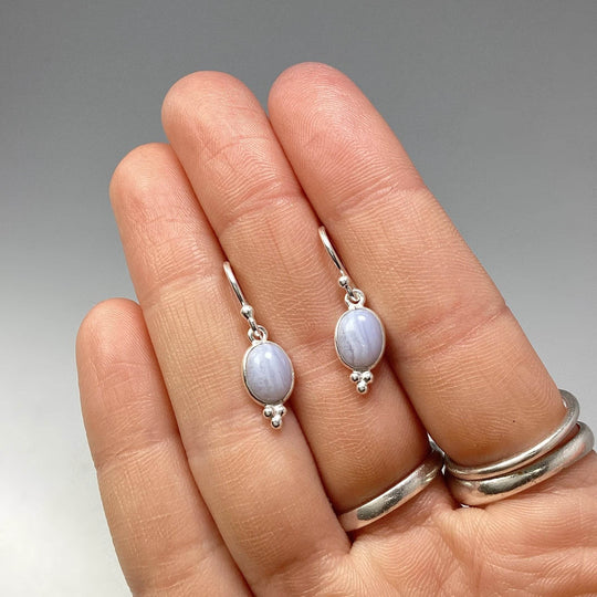 Blue Lace Agate Dangle Earrings-Rocks and Gems Canada