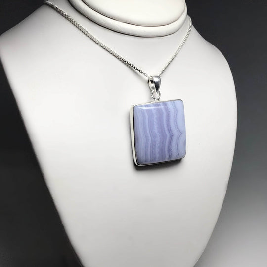 Blue Lace Agate Pendant-Rocks and Gems Canada