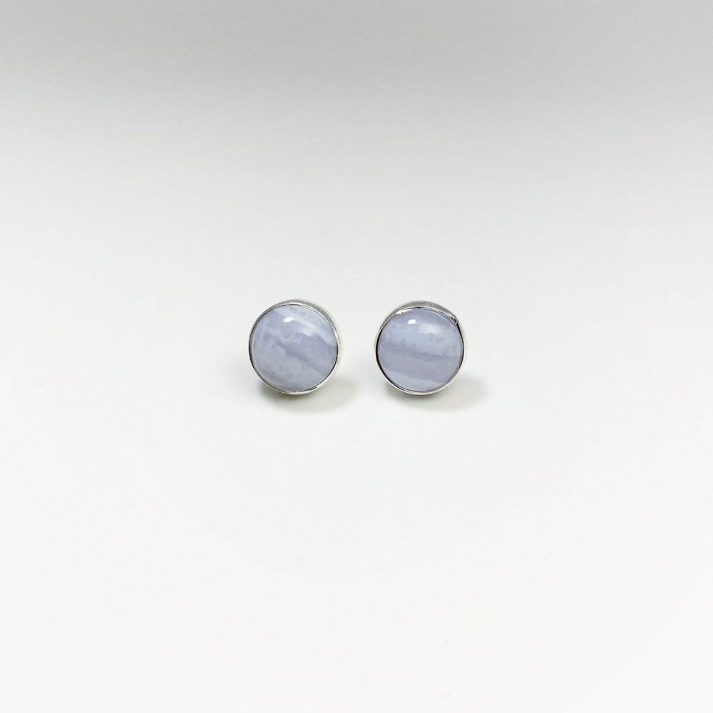 Blue Lace Agate Stud Earrings-Rocks and Gems Canada