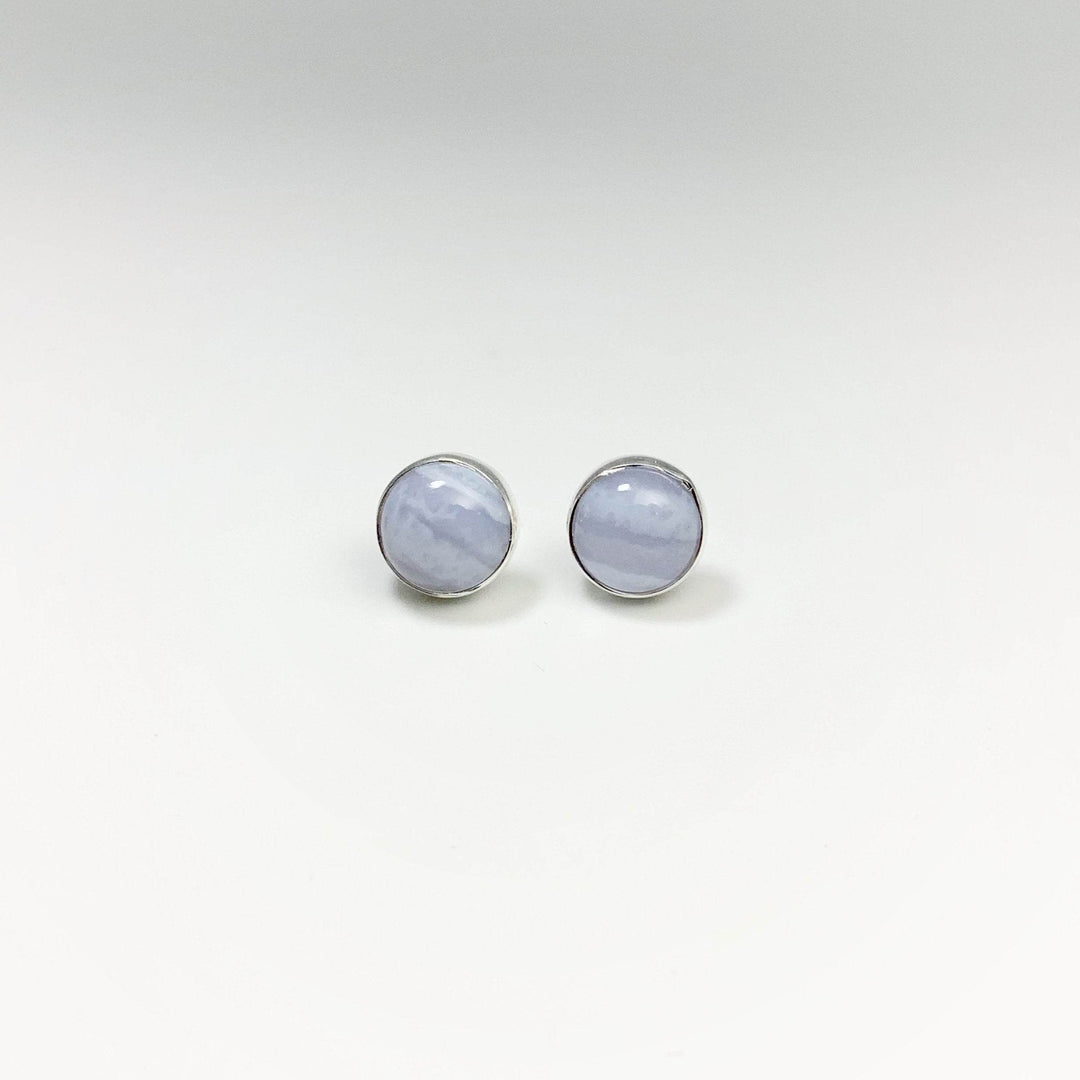 Blue Lace Agate Stud Earrings-Rocks and Gems Canada