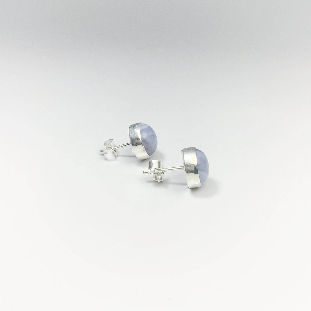 Blue Lace Agate Stud Earrings-Rocks and Gems Canada