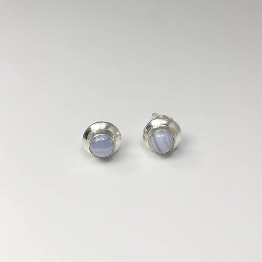 Blue Lace Agate Stud Earrings-Rocks and Gems Canada