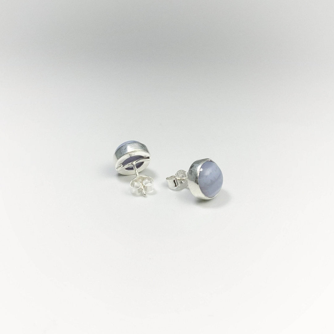 Blue Lace Agate Stud Earrings-Rocks and Gems Canada