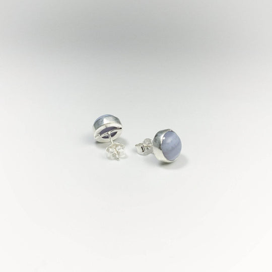 Blue Lace Agate Stud Earrings-Rocks and Gems Canada