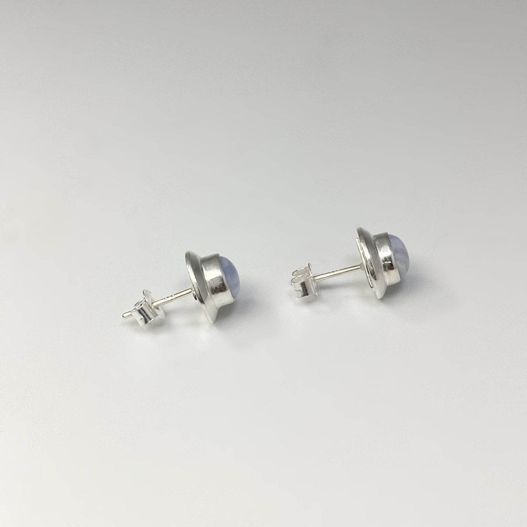 Blue Lace Agate Stud Earrings-Rocks and Gems Canada