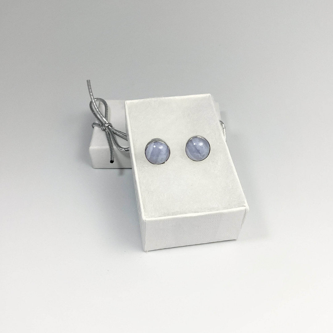 Blue Lace Agate Stud Earrings-Rocks and Gems Canada
