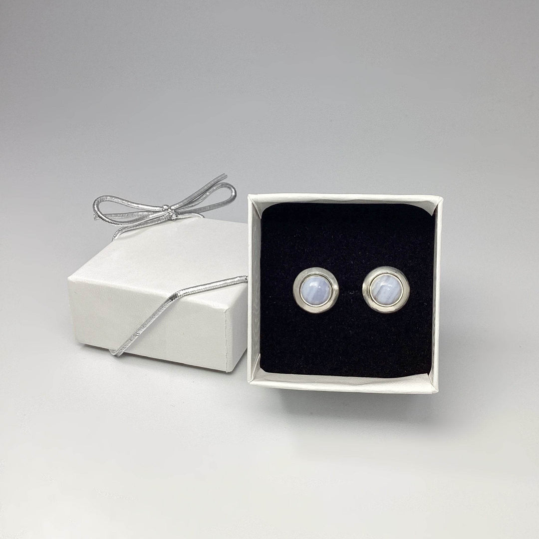 Blue Lace Agate Stud Earrings-Rocks and Gems Canada
