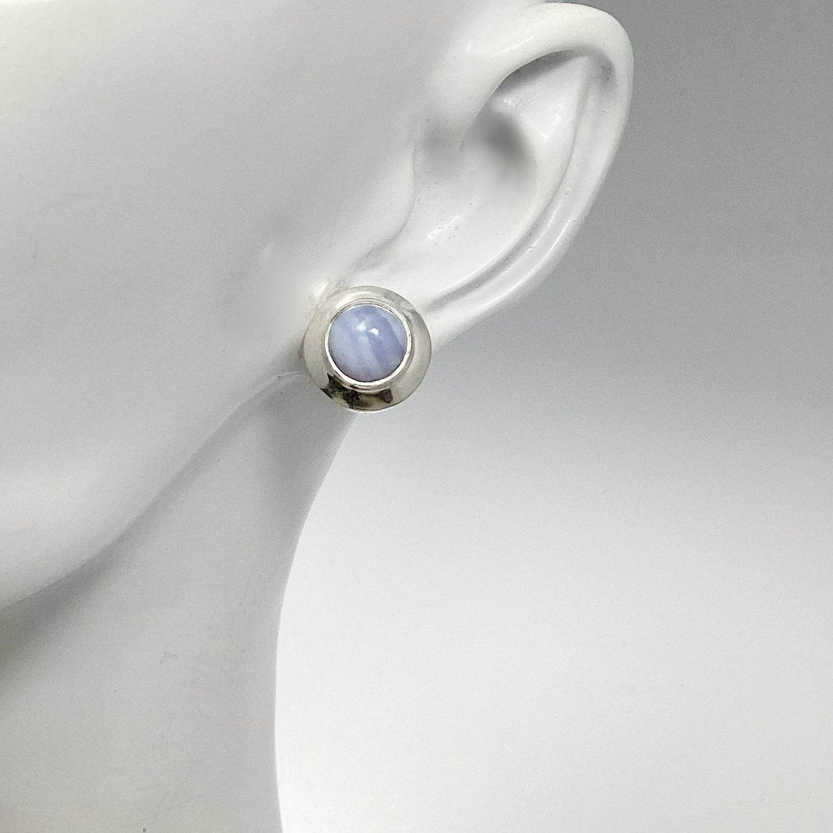 Blue Lace Agate Stud Earrings-Rocks and Gems Canada