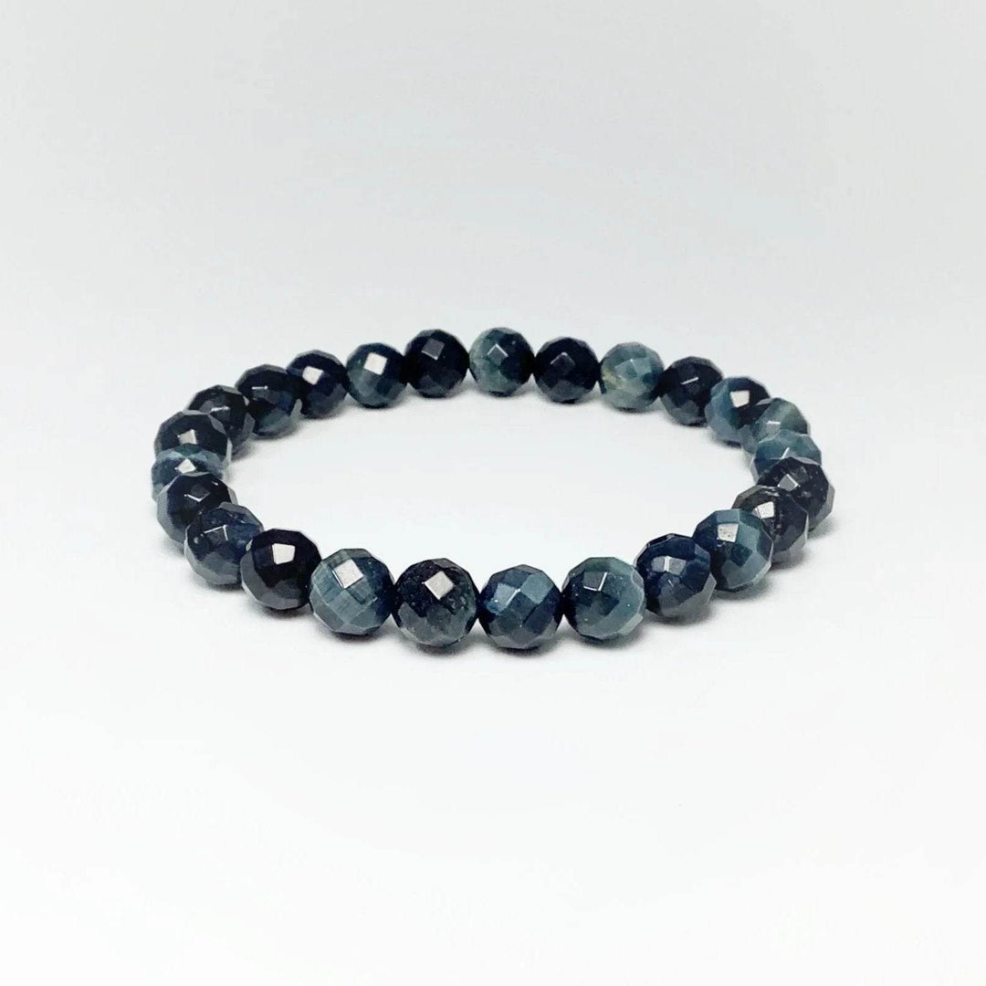 Blue Tiger Eye Faceted Beaded Bracelet-Rocks and Gems Canada