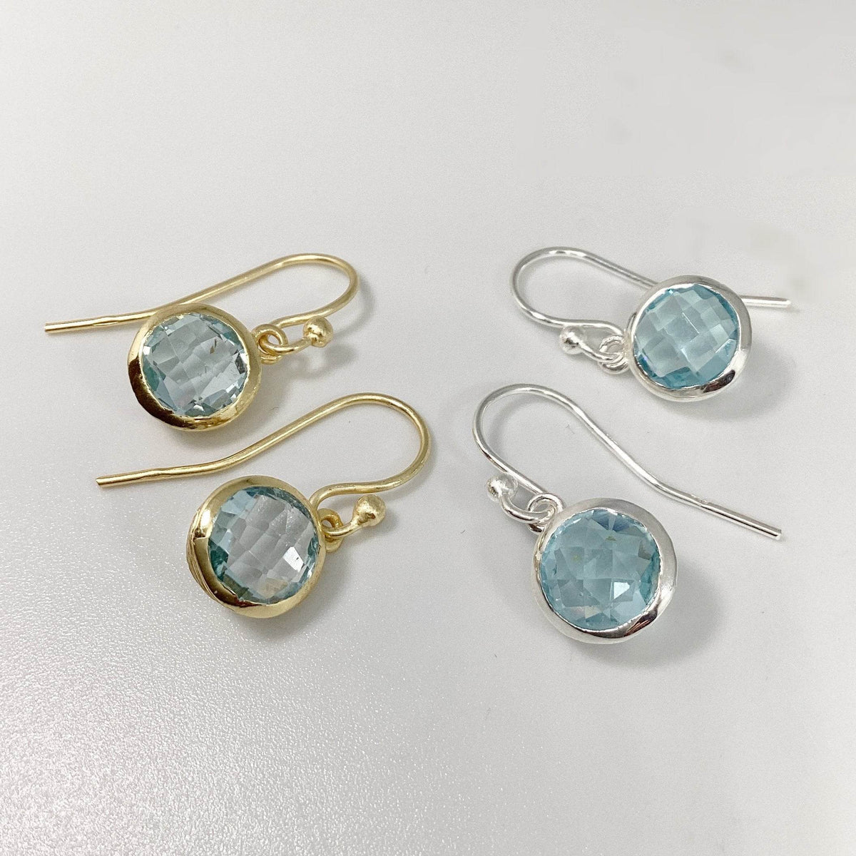 Blue Topaz Dangle Earrings-Rocks and Gems Canada
