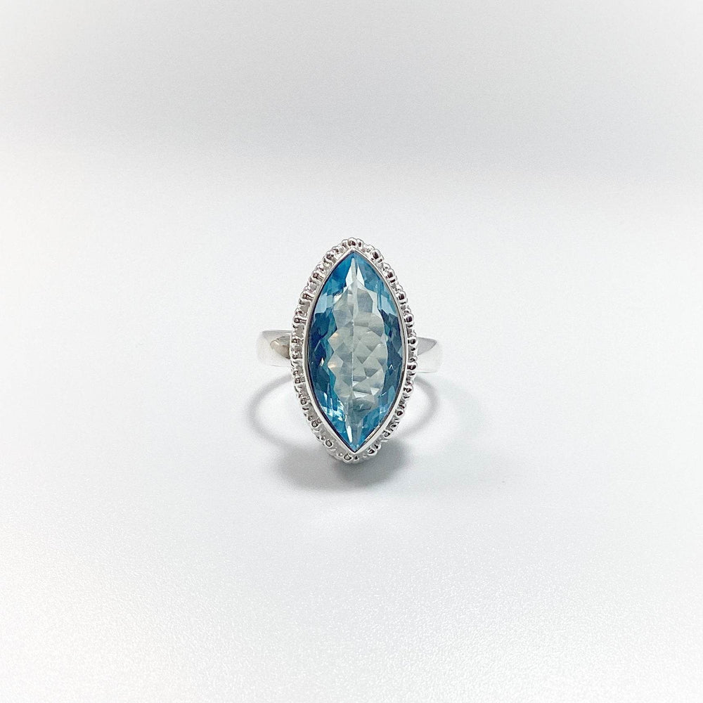 Blue Topaz Marquise Cut Ring-Rocks and Gems Canada