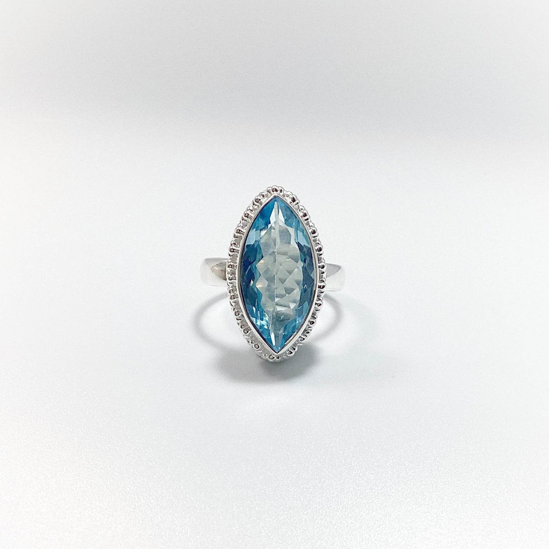 Blue Topaz Marquise Cut Ring-Rocks and Gems Canada