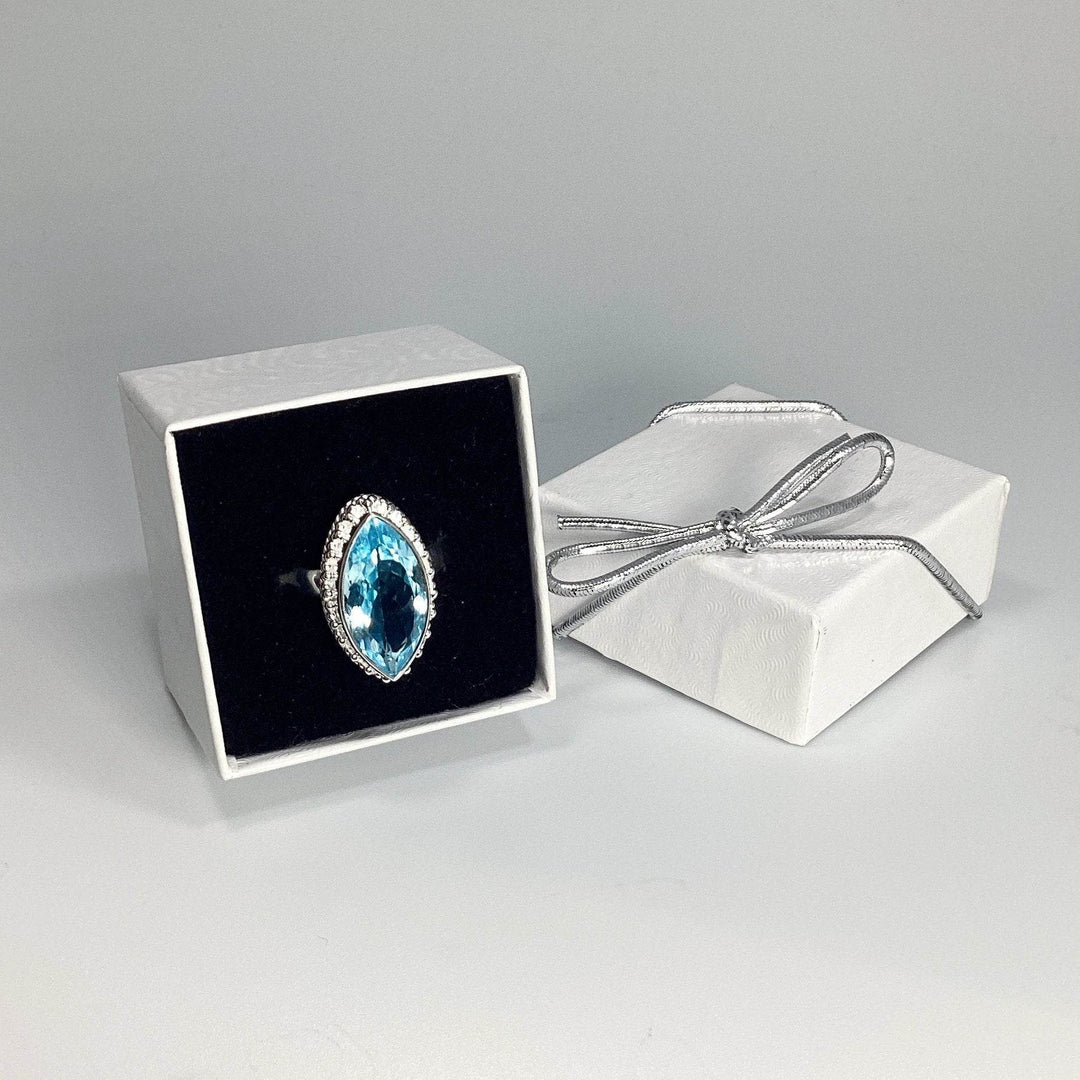 Blue Topaz Marquise Cut Ring-Rocks and Gems Canada