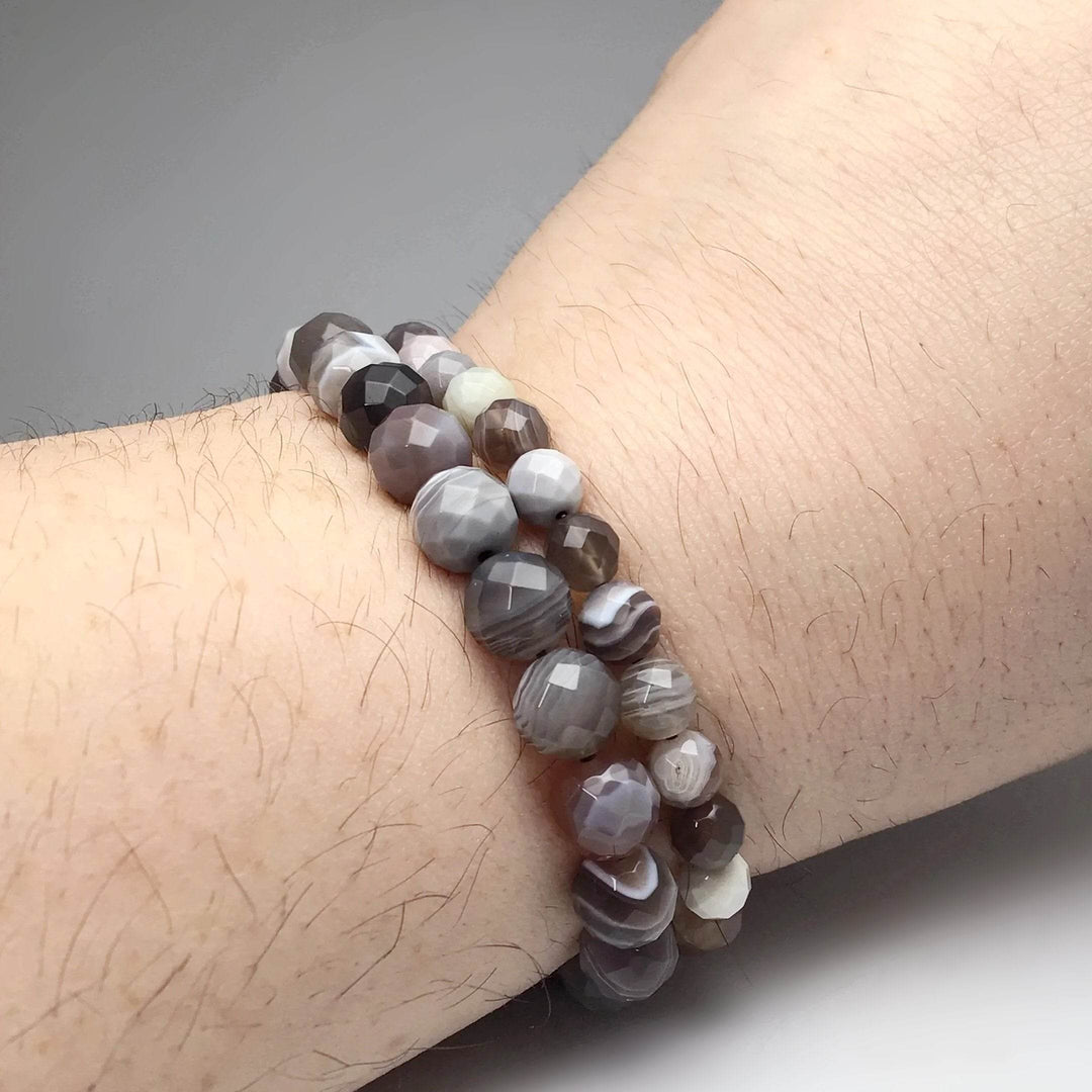Botswana Agate Faceted Beaded Bracelet-Rocks and Gems Canada