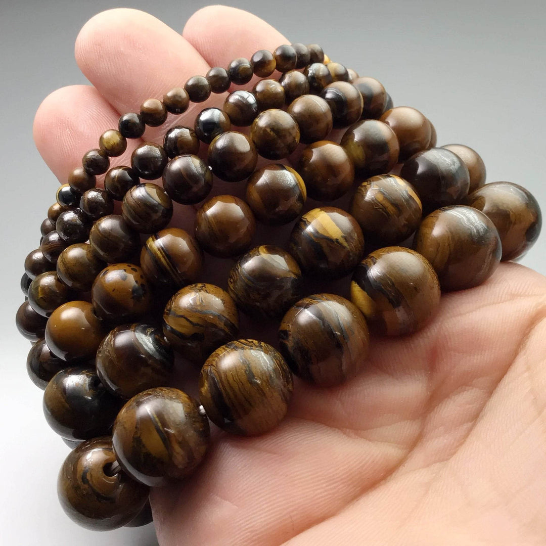 Brown Gold Tiger Iron Beaded Bracelet-Rocks and Gems Canada