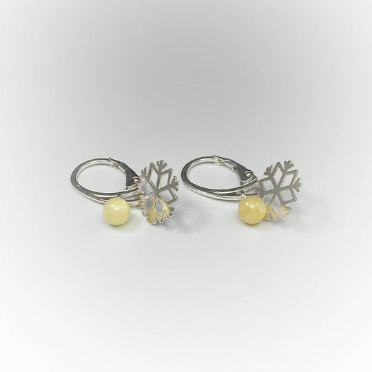 Butterscotch Amber Snowflake Dangle Earrings-Rocks and Gems Canada