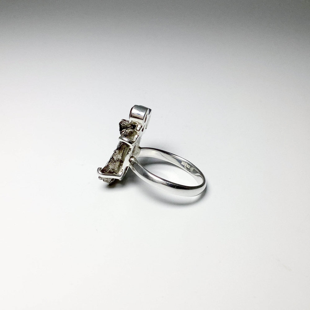 Campo Del Cielo Meteorite, Green Amethyst and Smoky Quartz Ring-Rocks and Gems Canada