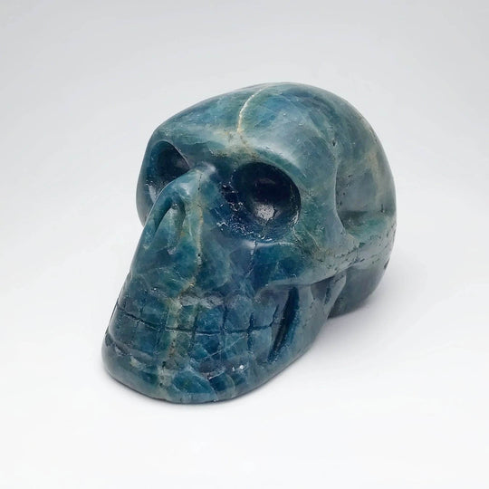Carved Blue Apatite Skull-Rocks and Gems Canada