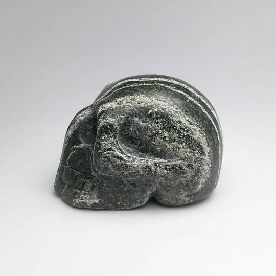 Carved Green Zebra Jasper Skull-Rocks and Gems Canada