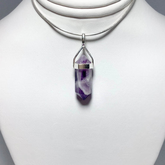 Chevron Amethyst Double Terminated Point Pendant-Rocks and Gems Canada