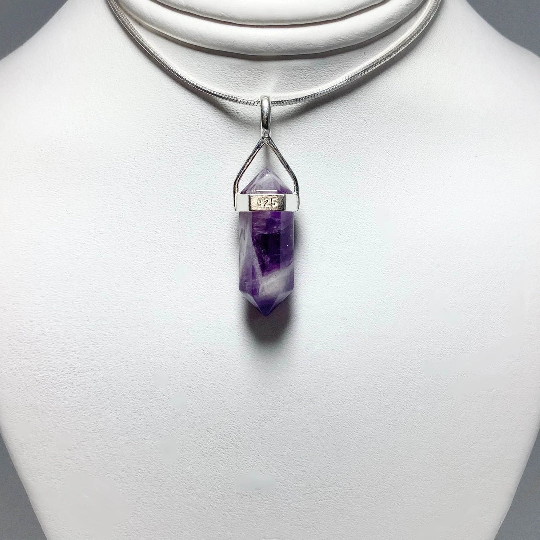Chevron Amethyst Double Terminated Point Pendant-Rocks and Gems Canada