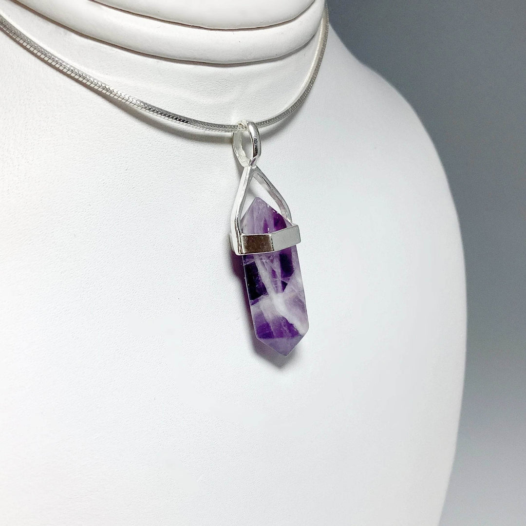 Chevron Amethyst Double Terminated Point Pendant-Rocks and Gems Canada