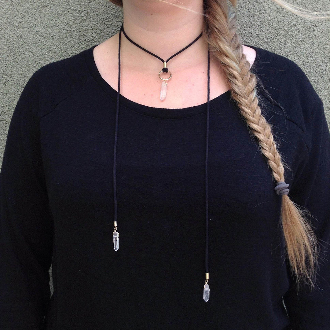 Convertible Quartz Point Necklace - Gold - Rocks and Gems Canada