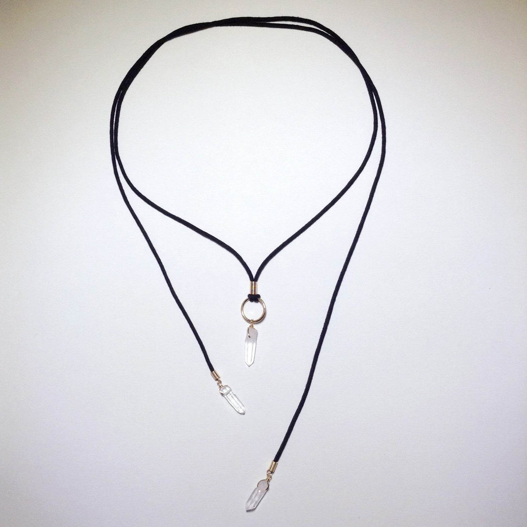 Convertible Quartz Point Necklace - Gold - Rocks and Gems Canada