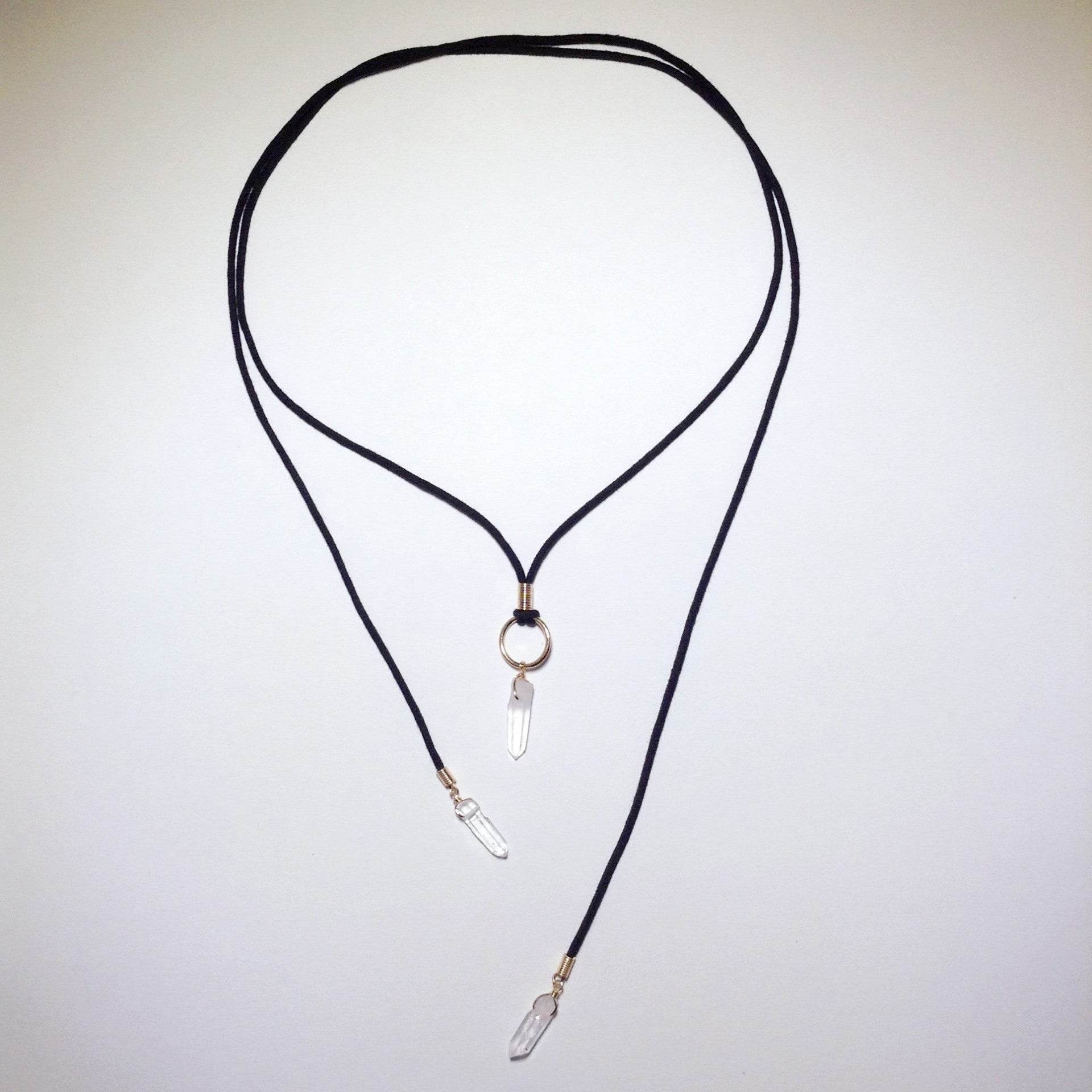 Convertible Quartz Point Necklace - Gold - Rocks and Gems Canada