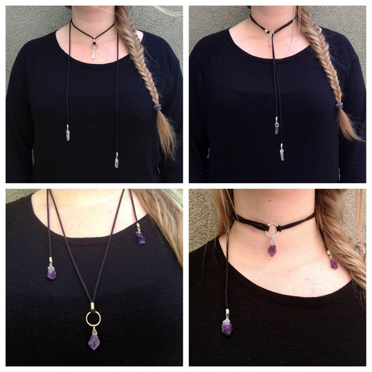 Convertible Quartz Point Necklace - Gold - Rocks and Gems Canada