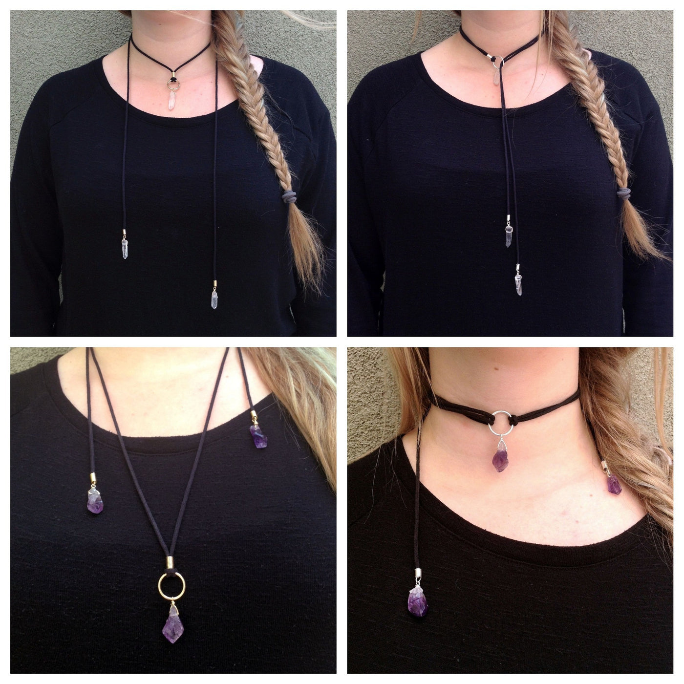 Convertible Quartz Point Necklace - Gold