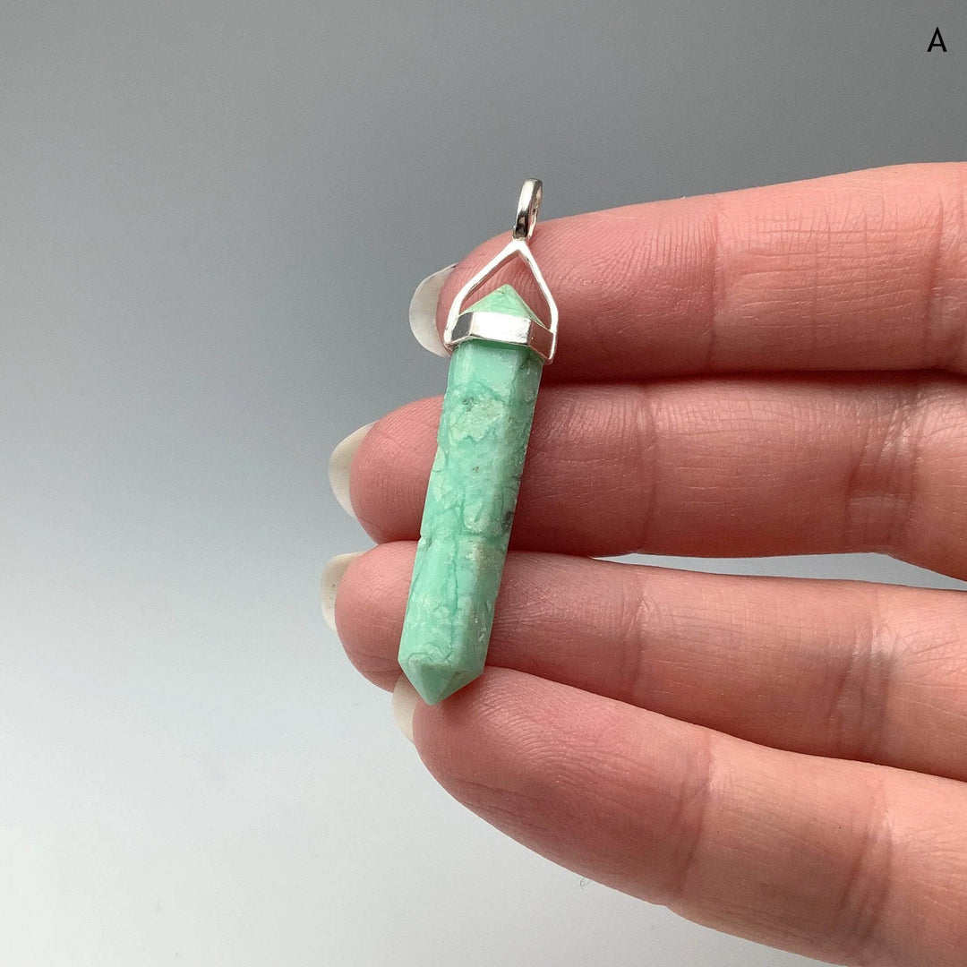 Chrysoprase Double Terminated Point Pendant-Rocks and Gems Canada