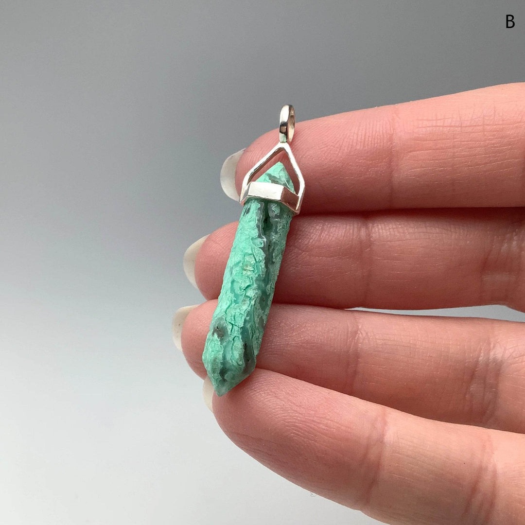 Chrysoprase Double Terminated Point Pendant-Rocks and Gems Canada