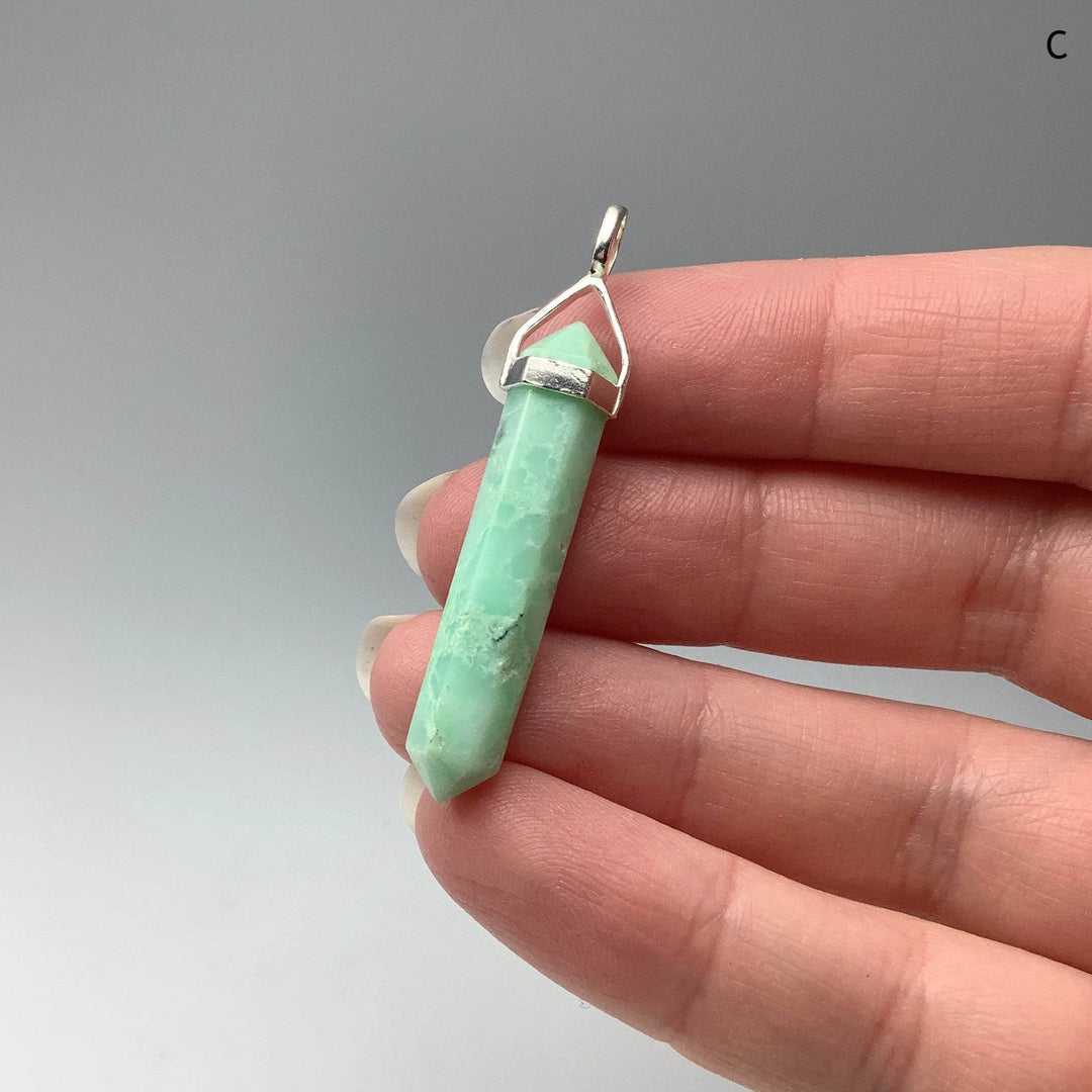 Chrysoprase Double Terminated Point Pendant-Rocks and Gems Canada