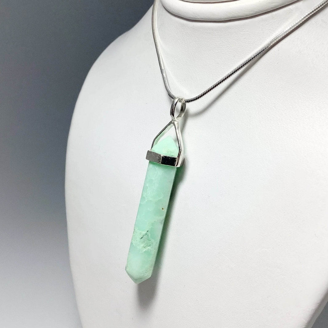 Chrysoprase Double Terminated Point Pendant-Rocks and Gems Canada
