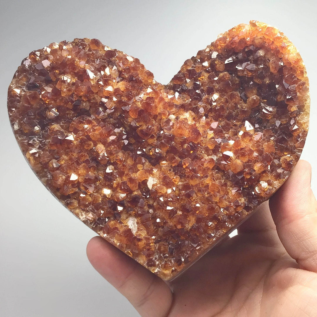 Citrine Druze Cluster Heart On Stand-Rocks and Gems Canada